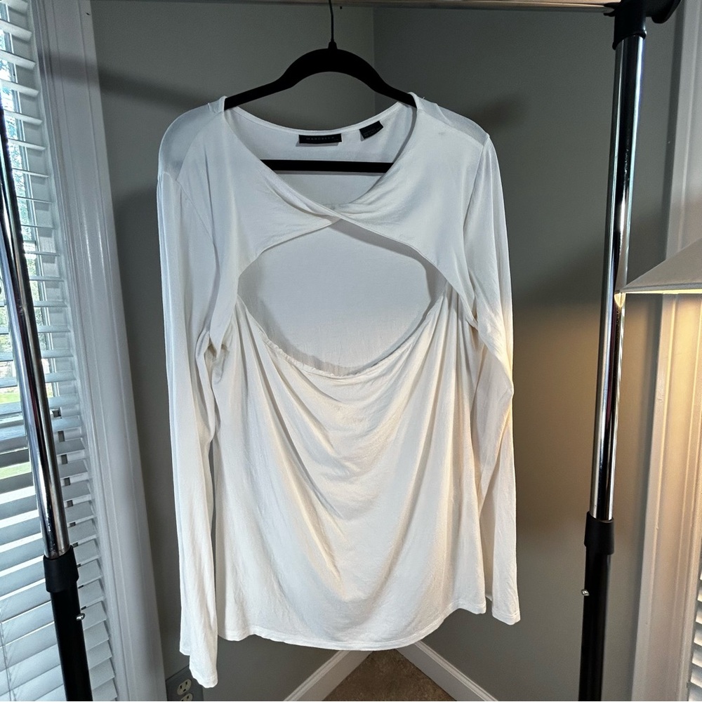 MARCELLA Off White Orion Top Cut-Out Blouse with Twist Detail